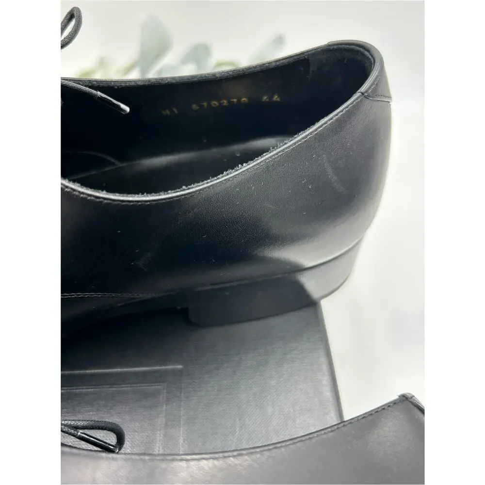 Men's Saint Laurent ADRIEN Derby shoes in Black glazed Leather size 44 Italy